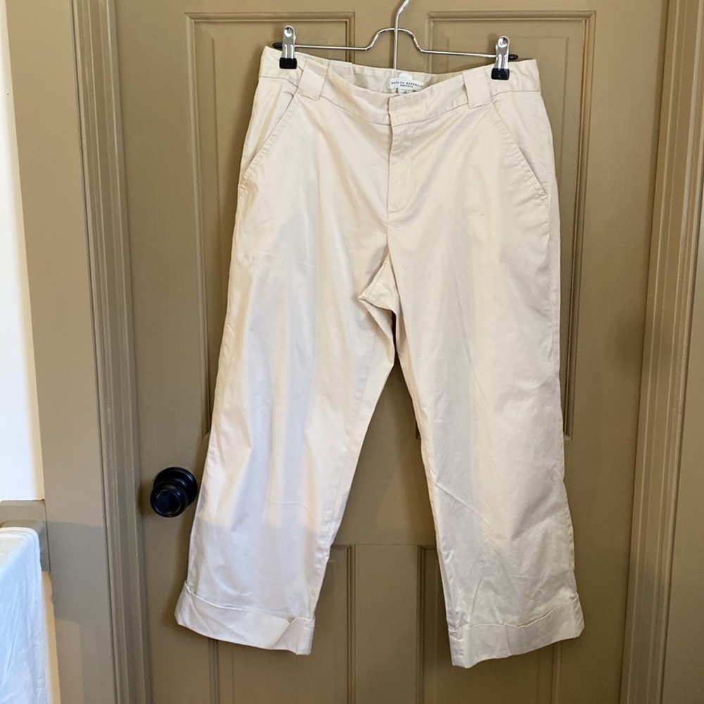 Banana Republic Harrison cropped cuffed cotton khaki women’s 8 stretch